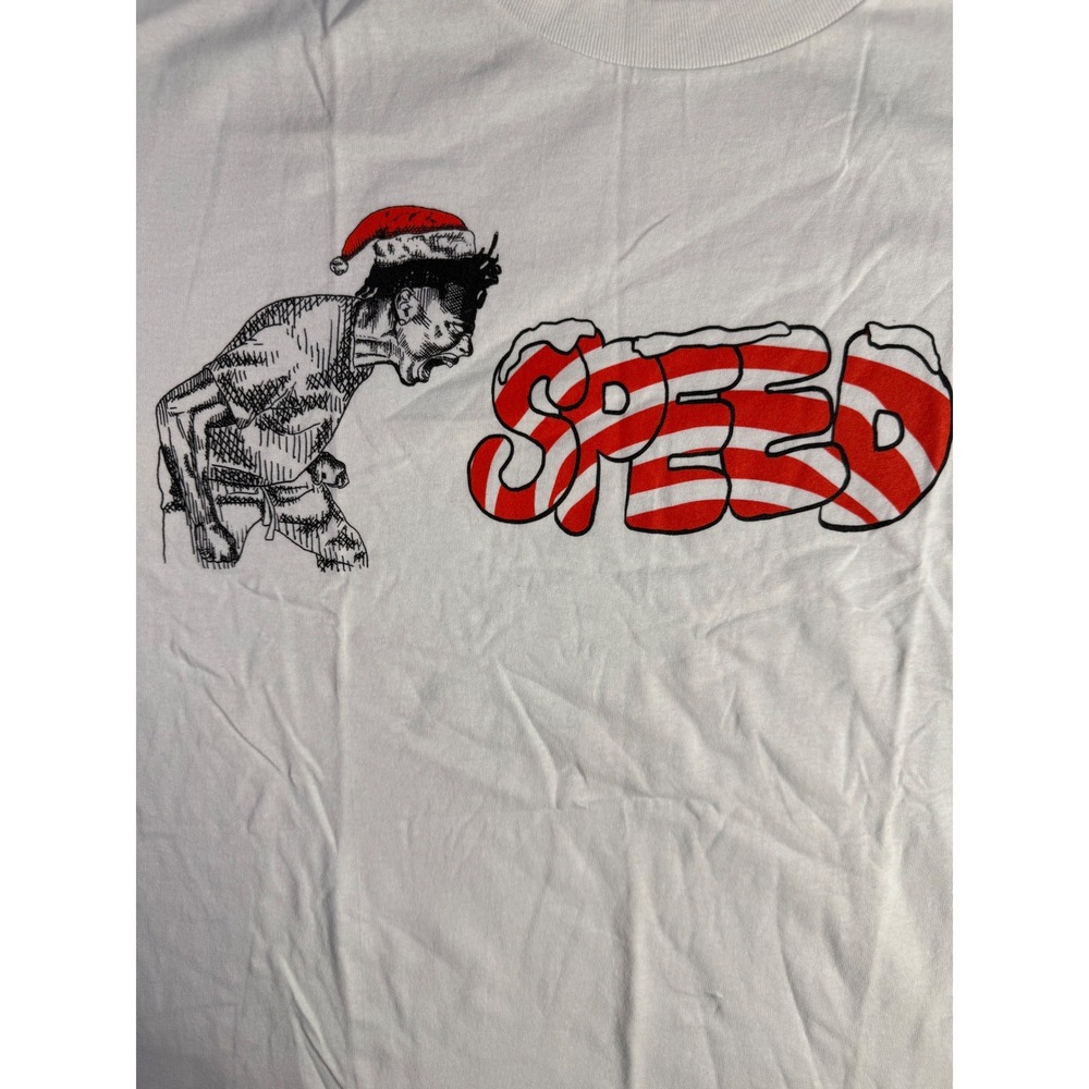 IShowSpeed Christmas Graphic T-Shirt Mens Medium White Holiday Candy Cane Logo